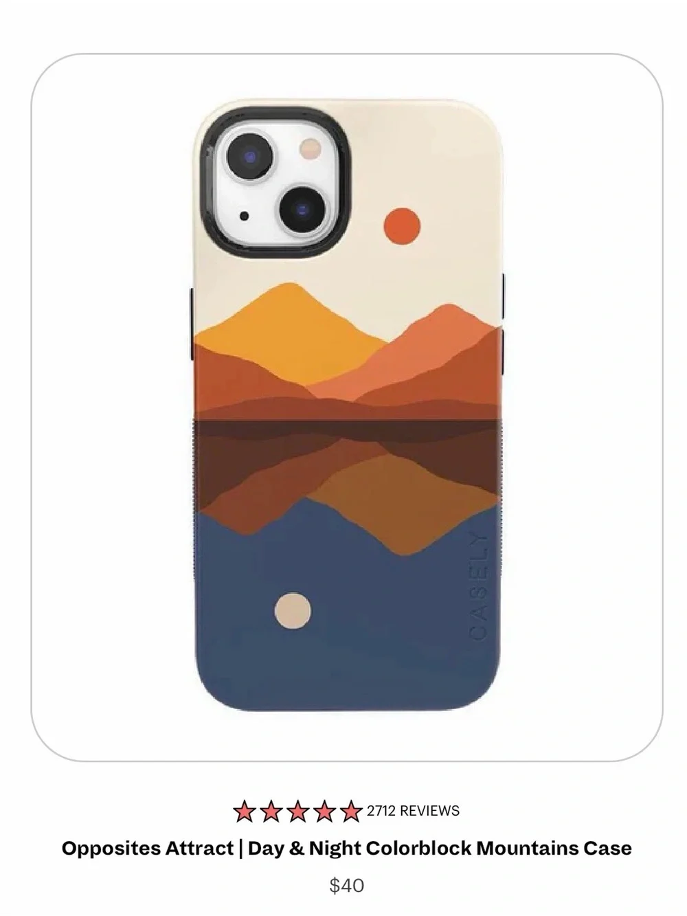 NWOT Casley iPhone 11 Bold Mountain Art iPhone Case - Navy, Orange & White